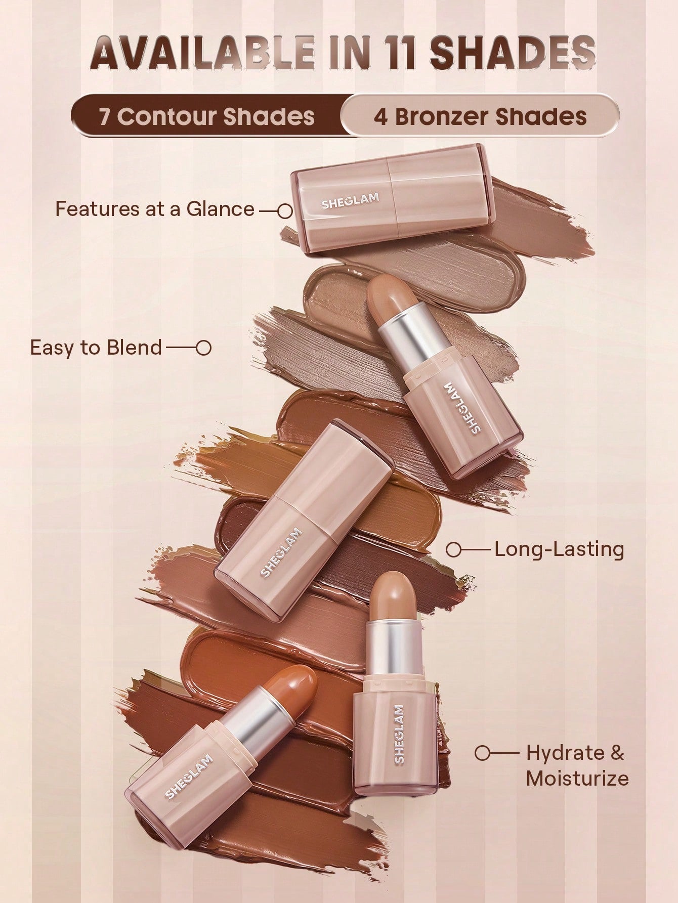 SHEGLAM Buttery Buff Contour & Bronzer Stick-Warm Honey