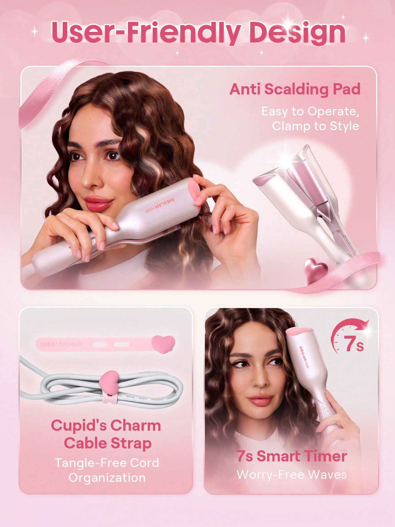 SHEGLAM Cupid's Charm Beach Babe Hair Waver-25mm UK Plug