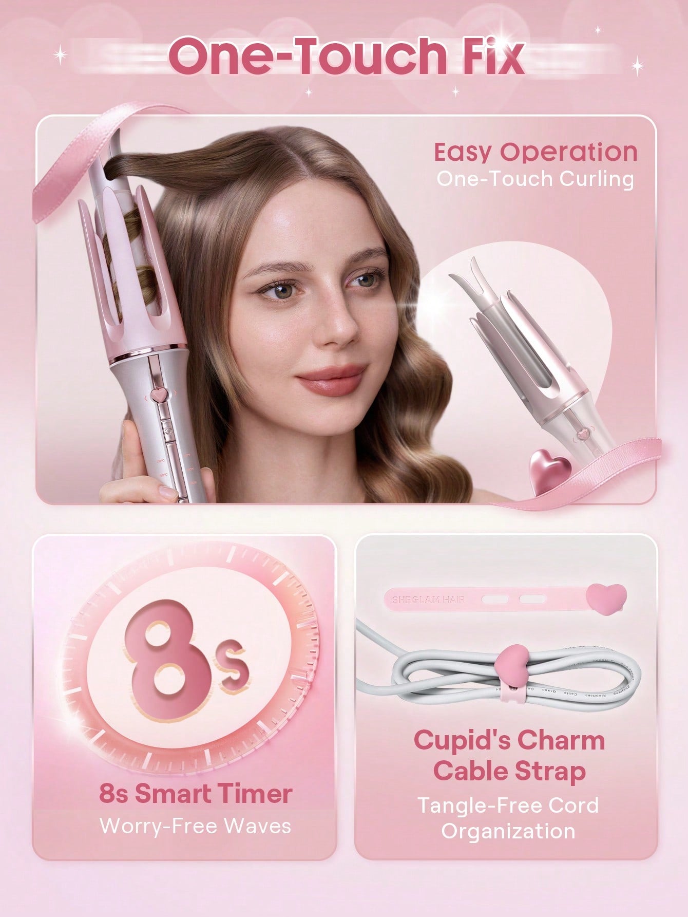 SHEGLAM Cupid's Charm One-Touch Instant Curler-32mm UK Plug