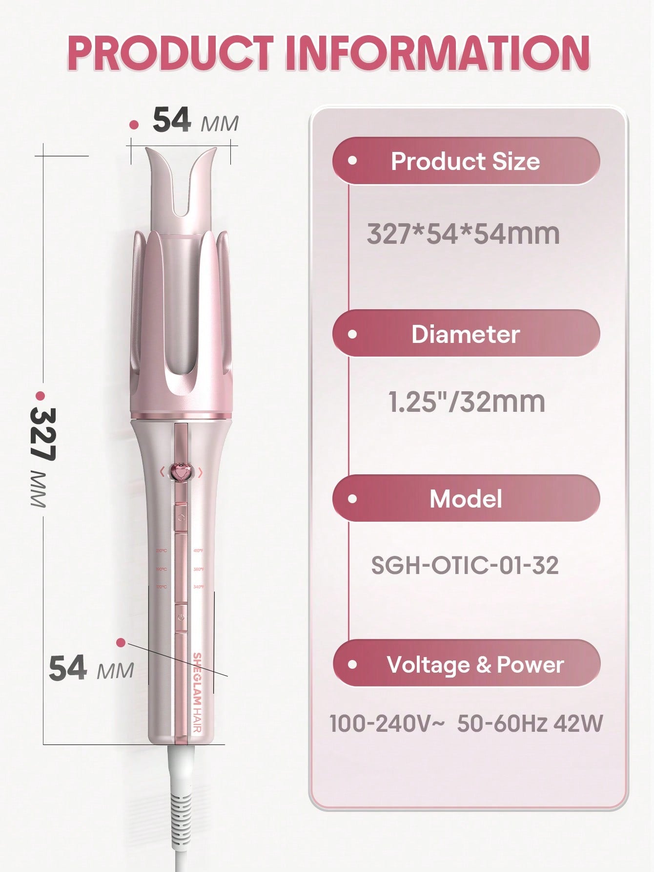 SHEGLAM Cupid's Charm One-Touch Instant Curler-32mm UK Plug