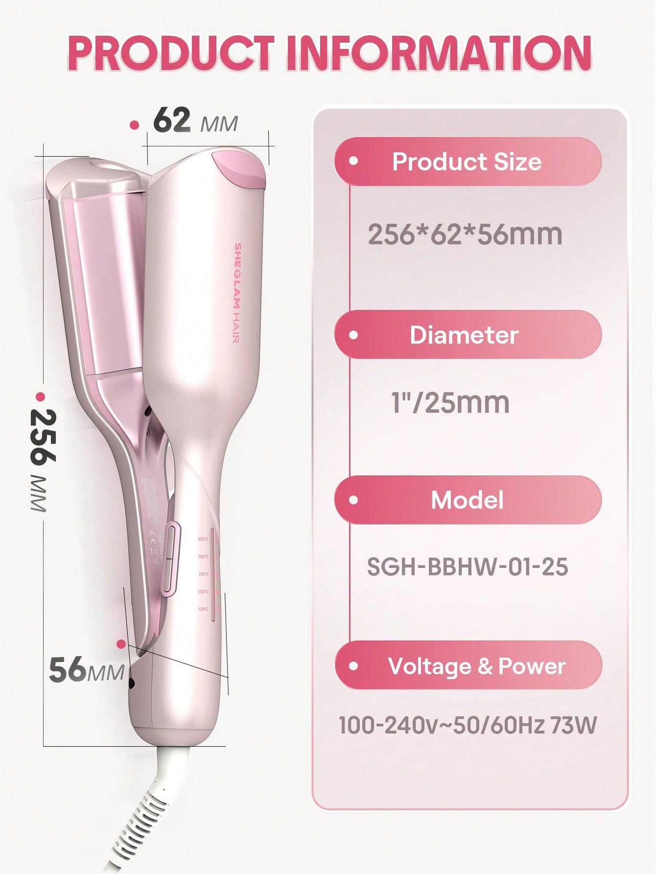 SHEGLAM Cupid's Charm Beach Babe Hair Waver-25mm UK Plug