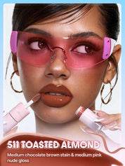 SHEGLAM Line To Shine Peel-Off Lip Stain & Gloss Duo-511 Toasted Almond