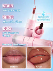 SHEGLAM Line To Shine Peel-Off Lip Stain & Gloss Duo-310 Cherry Cola