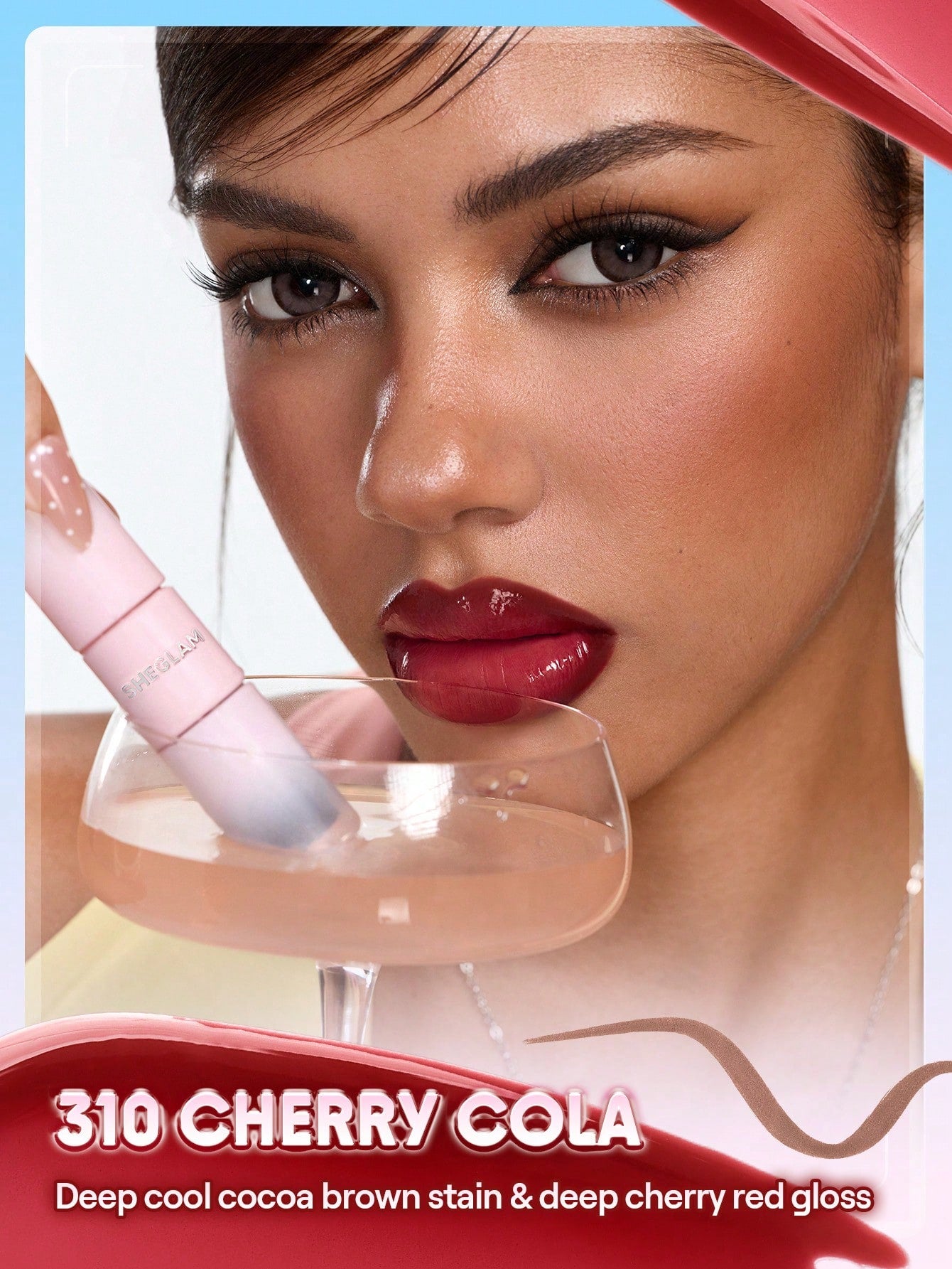 SHEGLAM Line To Shine Peel-Off Lip Stain & Gloss Duo-310 Cherry Cola