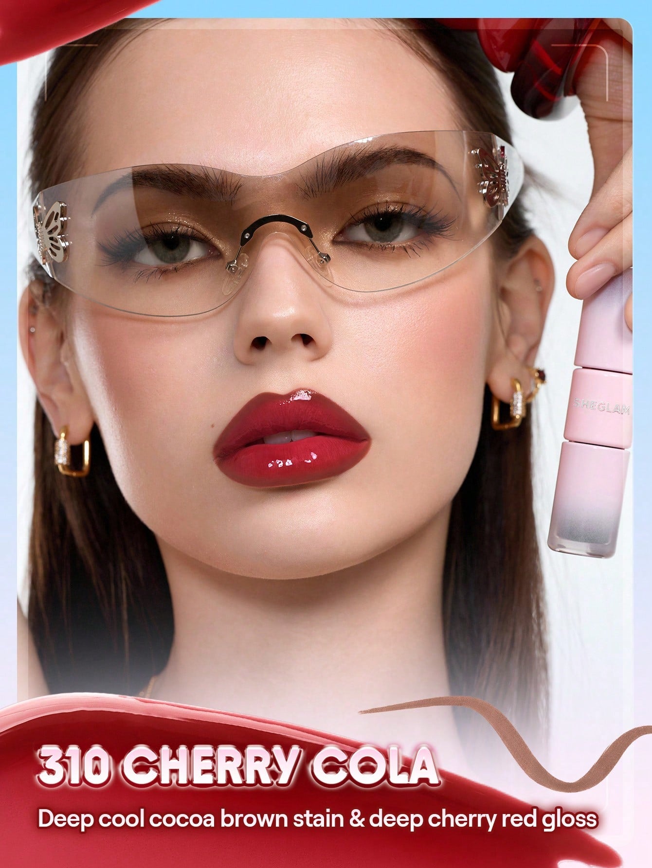 SHEGLAM Line To Shine Peel-Off Lip Stain & Gloss Duo-310 Cherry Cola