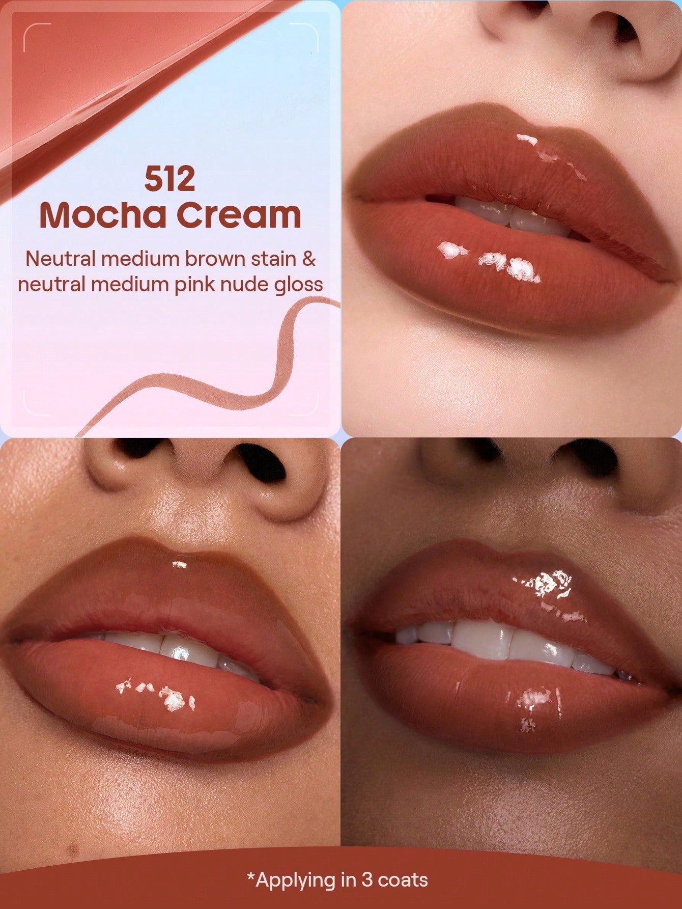 SHEGLAM Line To Shine Peel-Off Lip Stain & Gloss Duo-512 Mocha Cream