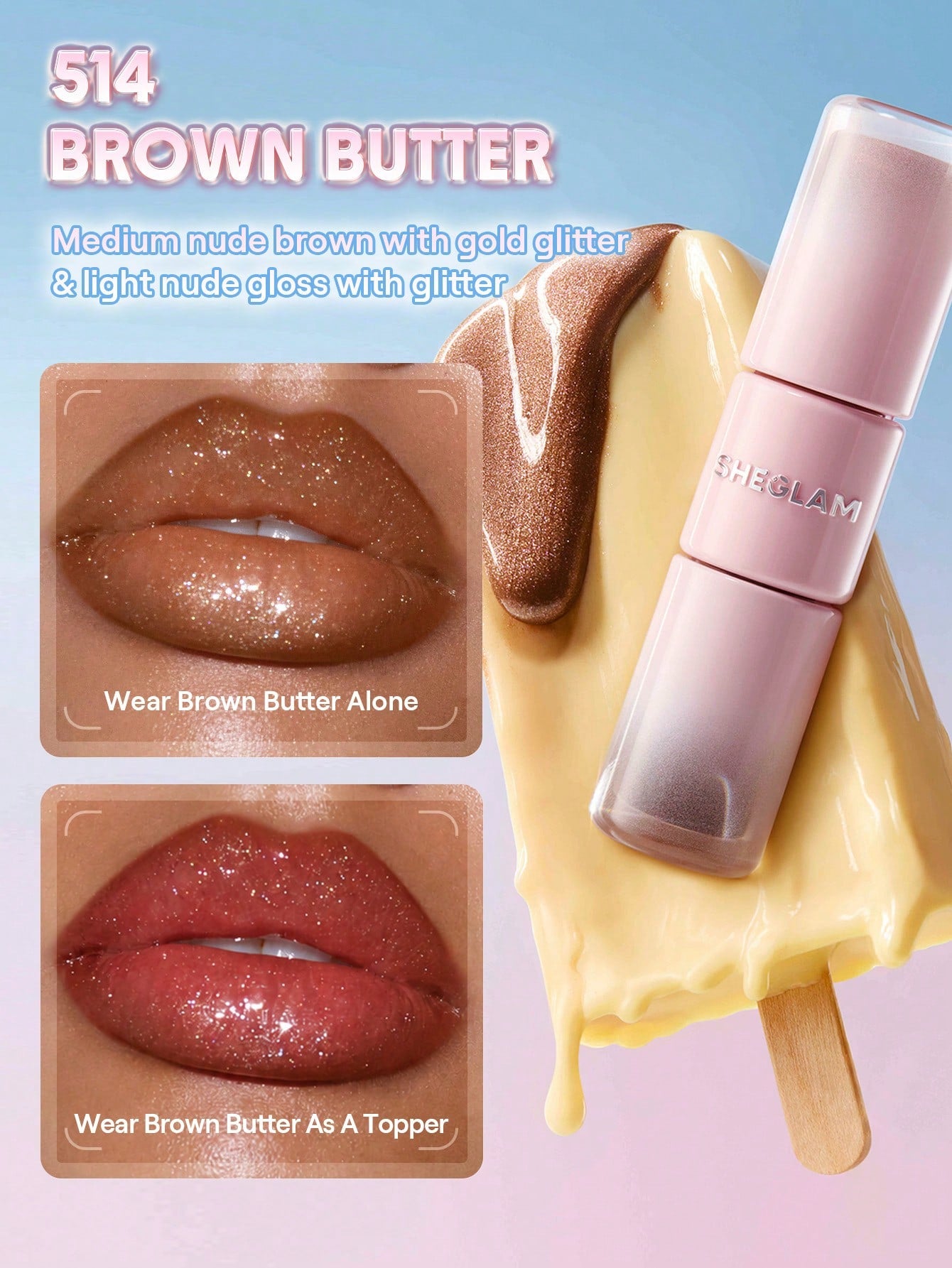 SHEGLAM Line To Shine Peel-Off Lip Stain & Gloss Duo-110 Pinky Promise