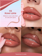 SHEGLAM Line To Shine Peel-Off Lip Stain & Gloss Duo-113 Rose Latte