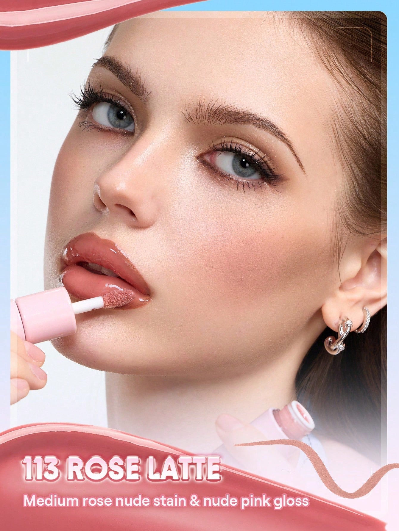 SHEGLAM Line To Shine Peel-Off Lip Stain & Gloss Duo-113 Rose Latte