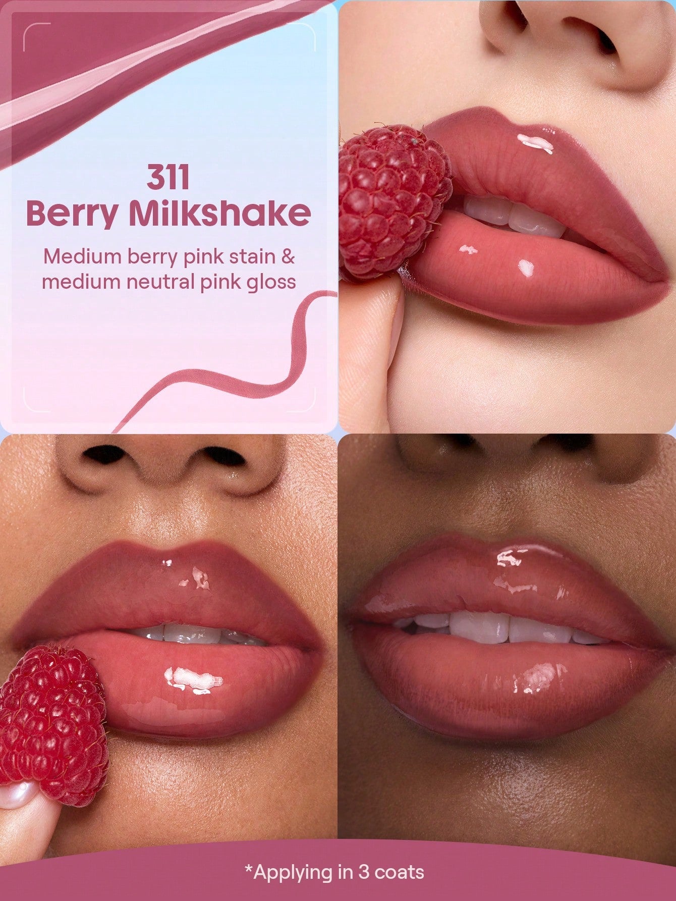 SHEGLAM Line To Shine Peel-Off Lip Stain & Gloss Duo-311 Berry Milkshake
