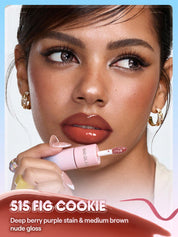 SHEGLAM Line To Shine Peel-Off Lip Stain & Gloss Duo-515 Fig Cookie