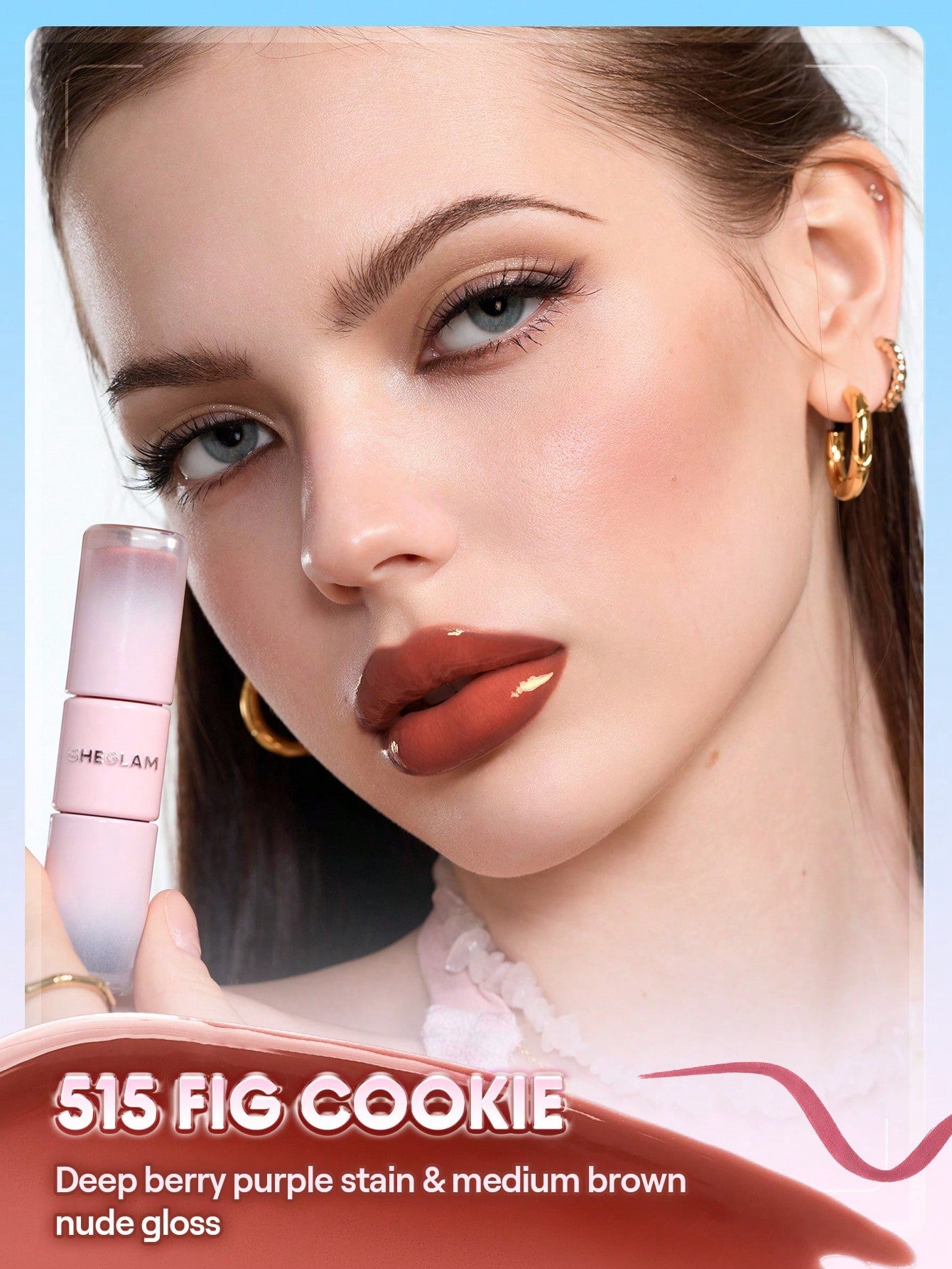 SHEGLAM Line To Shine Peel-Off Lip Stain & Gloss Duo-515 Fig Cookie