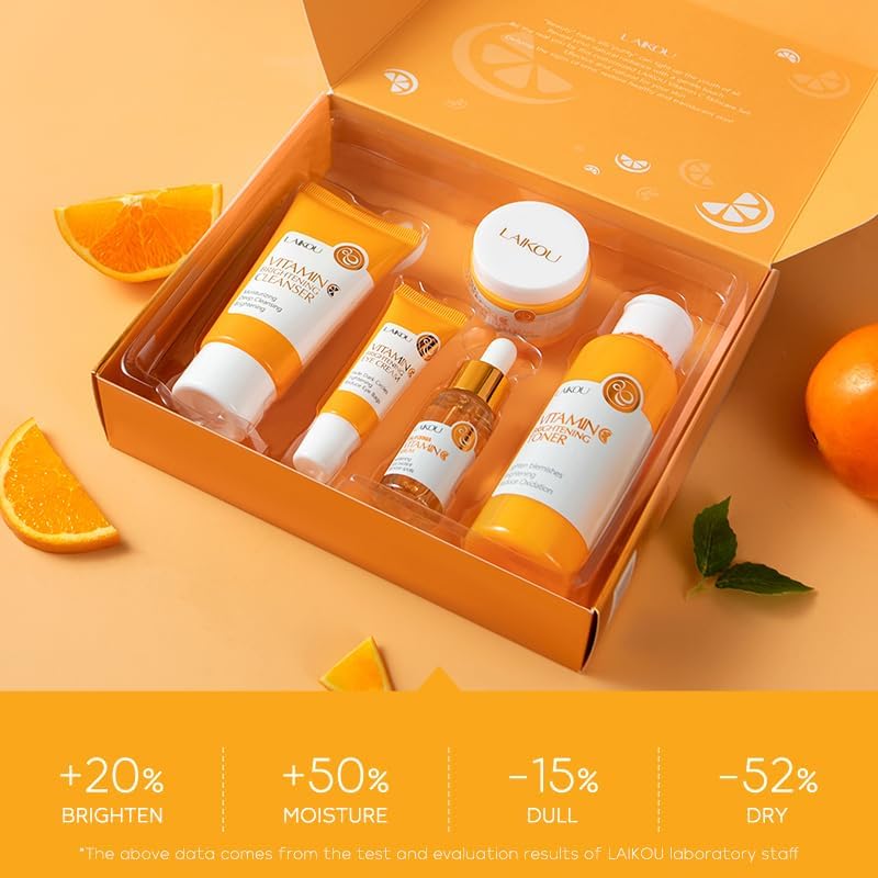 LAIKOU Vitamin C Skin Care Set, 5 Pcs Skincare Kit