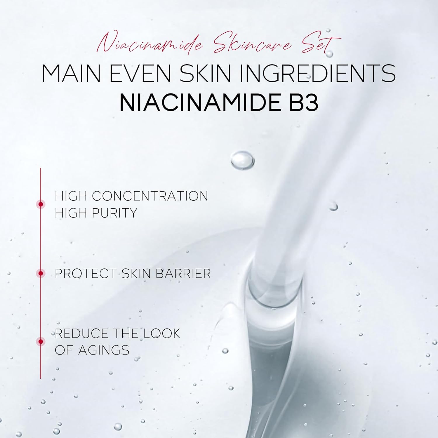 LAIKOU Niacinamide Skincare Set, 4 pcs Anti-aging Skin Care Kits, Moisturizer for Glass Skin, with Facial Cleanser, Toner Hydrating, Serum, Cream, for Reduces Dark Spots Fine Line Treatment