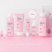 LAIKOU Sakura Skincare Set - 6 PCS Hydrating and Revitalizing Skincare Gift Set for Women, Teens, Moms & Daughters - Deep Cleansing, Anti-Aging, Nourishing, Even Skin Tone Treatment