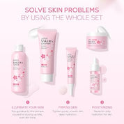 LAIKOU Sakura Skin Care Set, 5-Piece Sakura Face Care Set Teenagers, Skin Care Gift Set Women with Cleanser Toner Serum Eye Cream Face Care Moisture for Teenagers Women