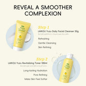LAIKOU Yuzu Radiance Skincare Set - 5-Piece Skin Care Kit for Men & Women, Includes Cleanser, Toner, Serum, Eye Cream, and Moisturizer for Glowing Skin
