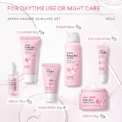 LAIKOU Skincare Gift Set for Teenage Girls, JAPAN SAKURA Skin Care Sets & Kits Gift Set for Women with Cleanser,Toner,Serum,Eye Cream,Face Cream,Sunscreen for Pores, Moisturizing Travel Kit 6pcs