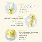 LAIKOU Yuzu Radiance Skincare Set - 5-Piece Skin Care Kit for Men & Women, Includes Cleanser, Toner, Serum, Eye Cream, and Moisturizer for Glowing Skin