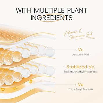 LAIKOU Vitamin C Skin Care Set, 6 Pcs Skincare Kit for Women, with Vitamin C Serum for Face Toner Eye Cream Face Cream Cleanser Sunscreen, Skin Care Gift Set for Women Teenage Girls Mom Daughter