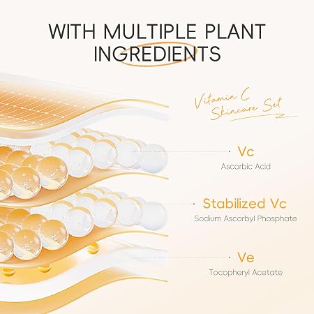 LAIKOU Vitamin C Skin Care Set, 6 Pcs Skincare Kit for Women, with Vitamin C Serum for Face Toner Eye Cream Face Cream Cleanser Sunscreen, Skin Care Gift Set for Women Teenage Girls Mom Daughter