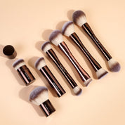 MAANGE 7-Piece Makeup Brush Set Double-Ended Kabuki Brushes, Contour Brushes for Foundation, Liquid and Powder Products, Concealer, Cream Cosmetics, Makeup Tools (Coffee)