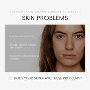LAIKOU Sakura Skincare Set - 5 Piece Set with Cleanser, Toner, Serum, Eye Cream, and Essence Cream