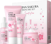 LAIKOU Sakura Skincare Set, 4 PCS Skincare Gift Set Women - Cleanser, Serum, Eye Cream, Face Cream, Skincare Gift Set for Women Teenage Girls Mom Daughter