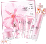 LAIKOU Sakura Skincare Set - 5 Piece Set with Cleanser, Toner, Serum, Eye Cream, and Essence Cream