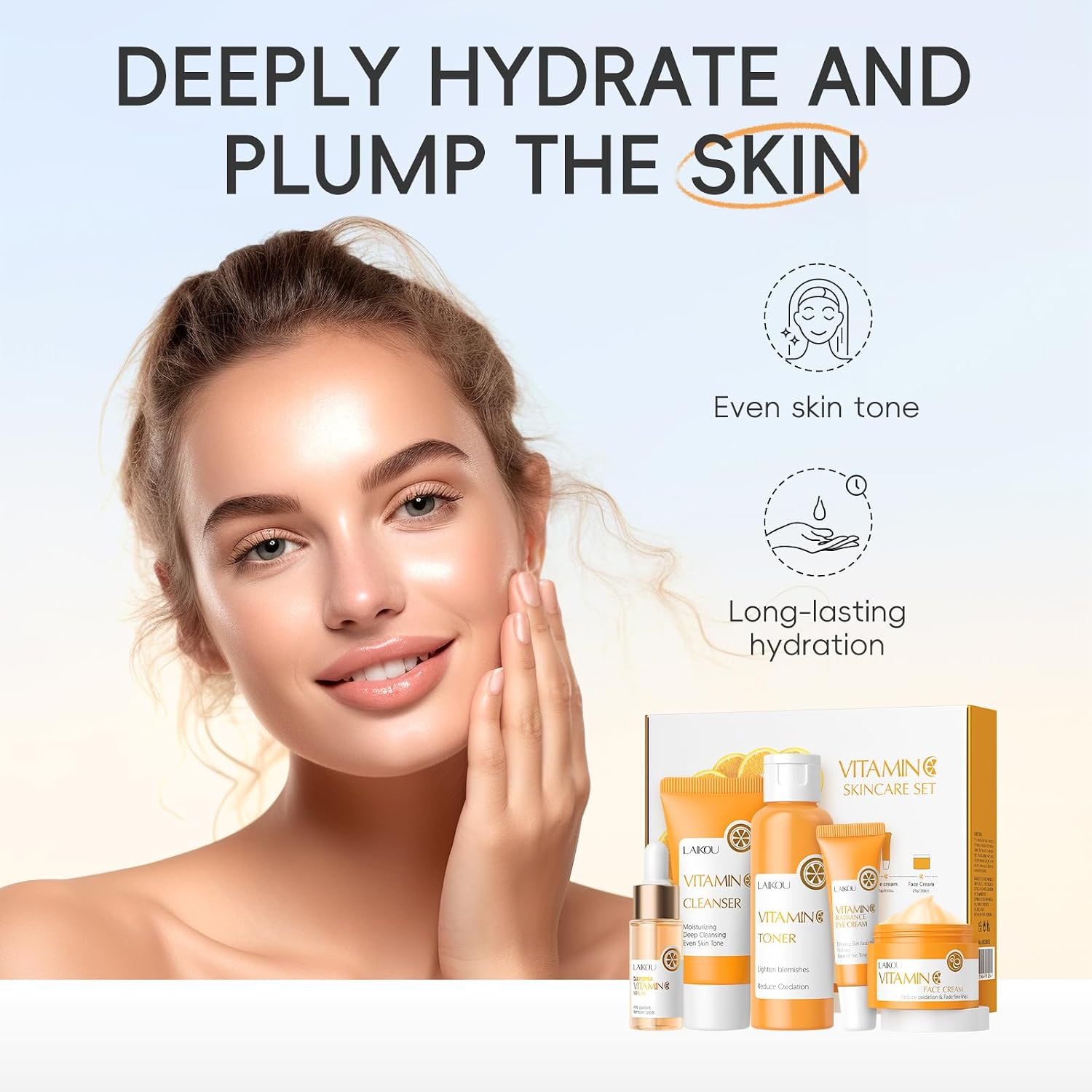 LAIKOU Vitamin C Skin Care Set, 5 Pcs Skincare Kit
