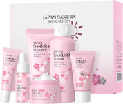 LAIKOU Skincare Gift Set for Teenage Girls, JAPAN SAKURA Skin Care Sets & Kits Gift Set for Women with Cleanser,Toner,Serum,Eye Cream,Face Cream,Sunscreen for Pores, Moisturizing Travel Kit 6pcs