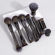 MAANGE 7pcs Makeup Brush Set Double Sided Kabuki Makeup Brushes Contour Brush for Foundation Liquid Powder Concealer Cream Cosmetics Bronzer Blending Blush Buffing Makeup Tools (Black)