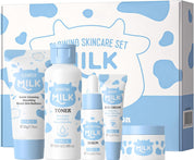 LAIKOU Milk Beauty Gift Sets for Teenage Girls with Cleanser, Cream, Toner, Eye Cream, Serum, Facial Kits for Women Wife Mom, Deep Hydrating Smoothing 5pcs