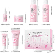 LAIKOU Sakura Skincare Set - 6 PCS Hydrating and Revitalizing Skincare Gift Set for Women, Teens, Moms & Daughters - Deep Cleansing, Anti-Aging, Nourishing, Even Skin Tone Treatment