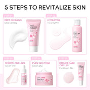 LAIKOU Skin Care Set JAPAN SAKURA Women Beauty Gift Sets Skin Care Kit with Cleanser, Toner, Serum, Eye Cream, Face Cream Travel Kit for Women Teen Girls Mom Daughter Birthday TSA-friendly Sizes 5pcs