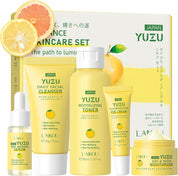 LAIKOU Yuzu Radiance Skincare Set - 5-Piece Skin Care Kit for Men & Women, Includes Cleanser, Toner, Serum, Eye Cream, and Moisturizer for Glowing Skin