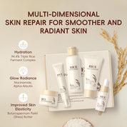 LAIKOU Rice Face Care, Pack of 5 Skin Care Women's Face Set, Travel Size Skincare with Facial Cleanser, Rice Toner, Eye Cream, Serum Moisturising Cream, for Daily Moisture & Care