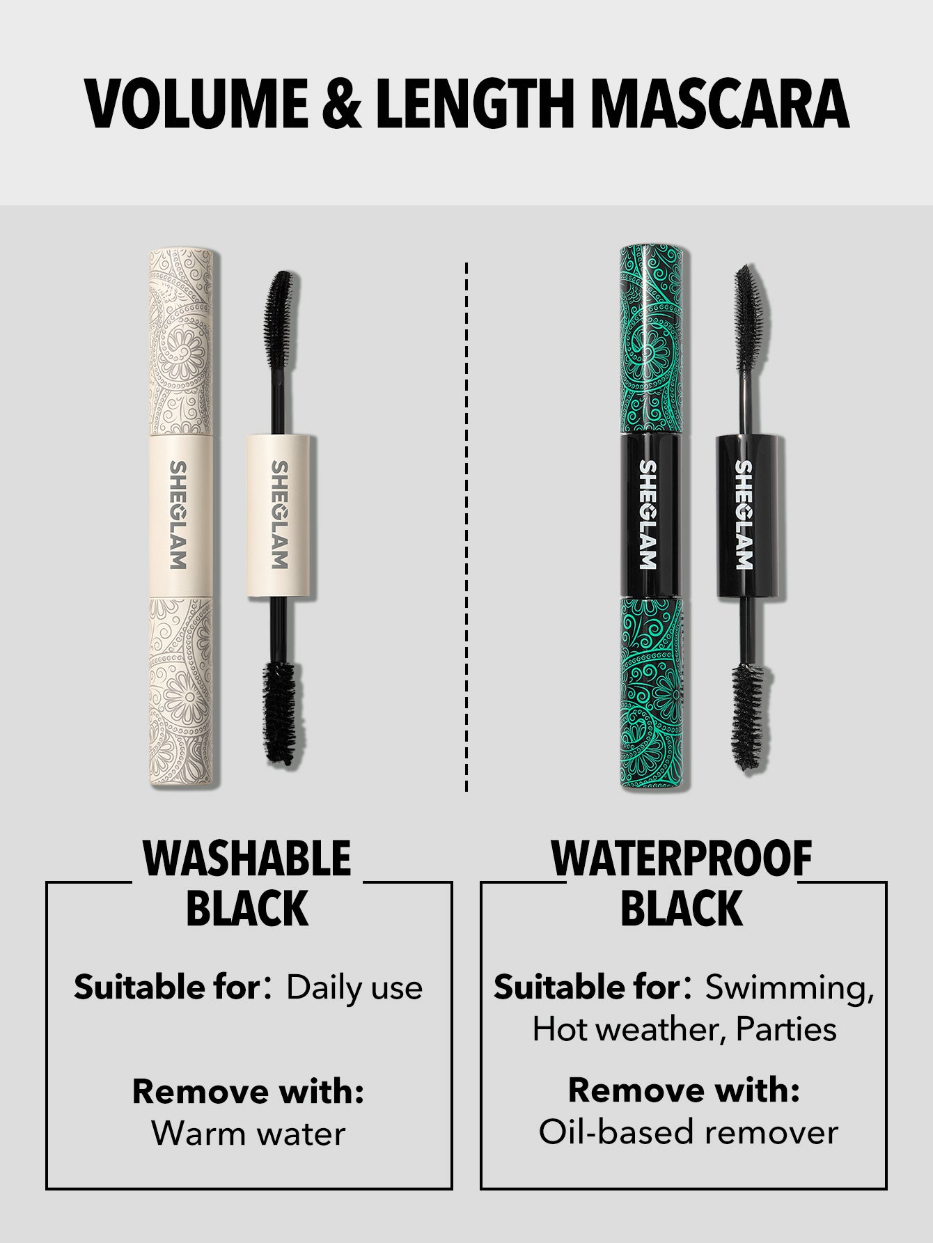 SHEGLAM All-In-One Volume & Length Mascara-Washable Black